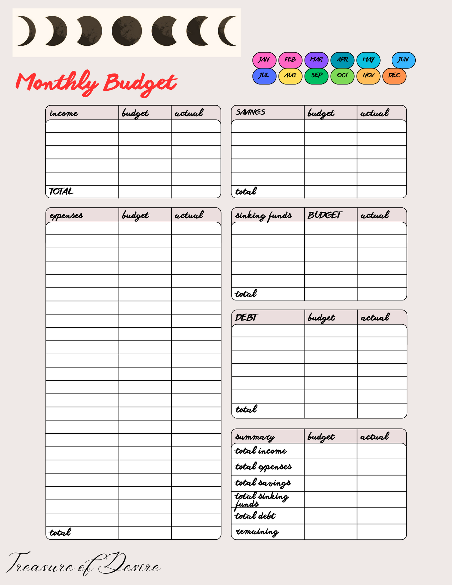 Moon phases Journal and Planner