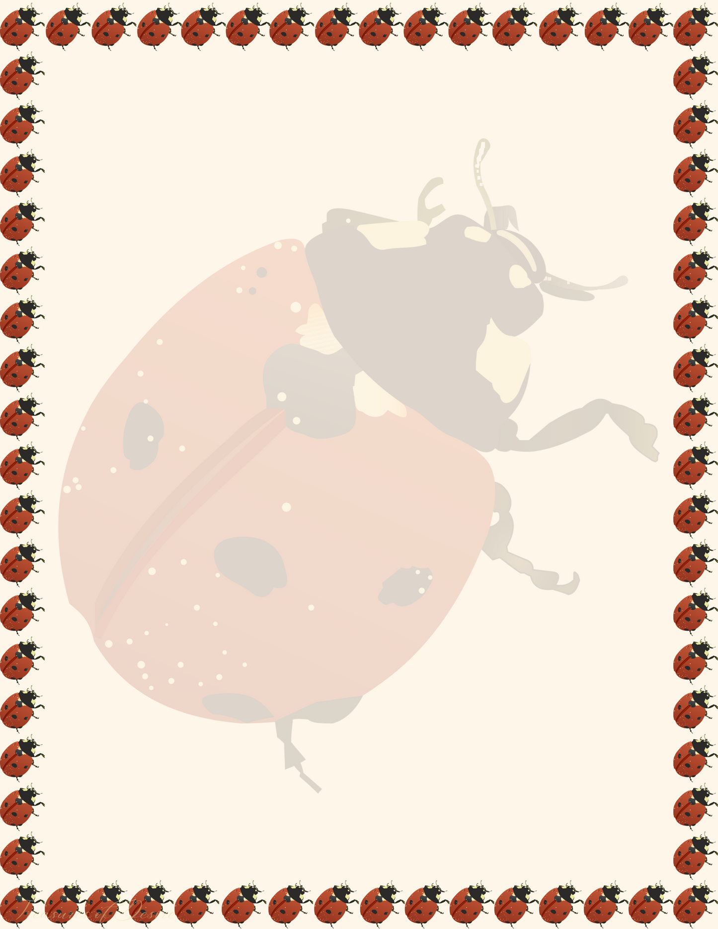 Lady bug Stationary Set Digital Download