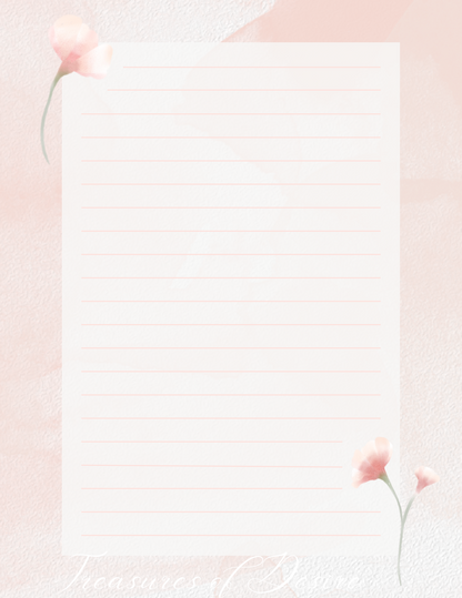 Pink Bordered Flower Stationary Set Digital Download