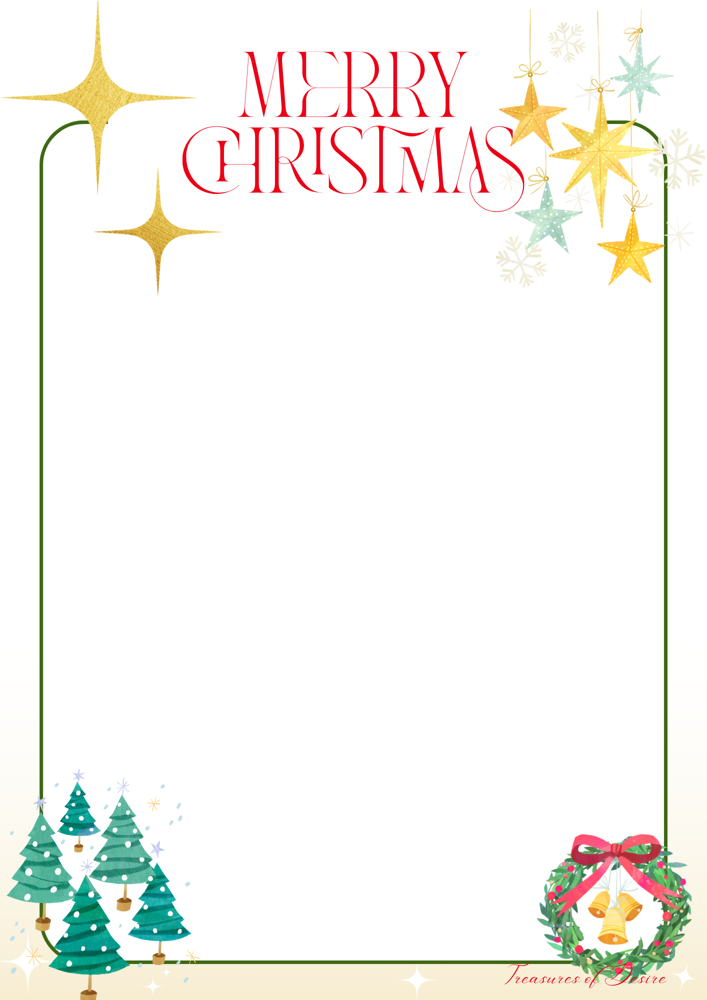 Merry Christmas Stationary Set Digital Download