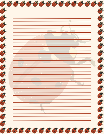 Lady bug Stationary Set Digital Download