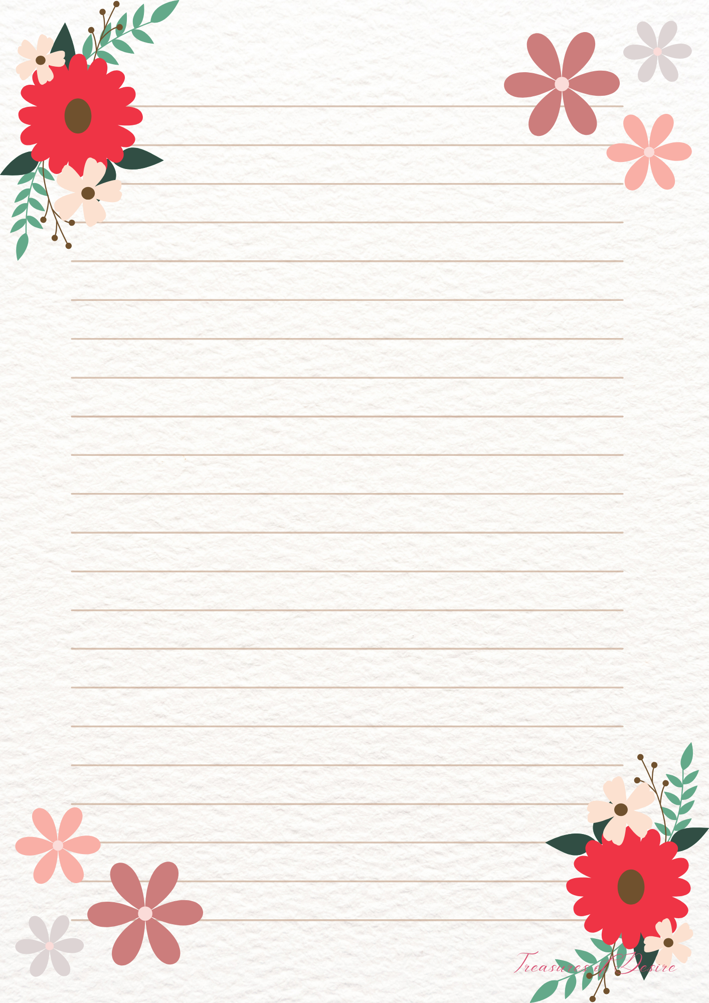 Flowers Galore Stationary Set Digital Download