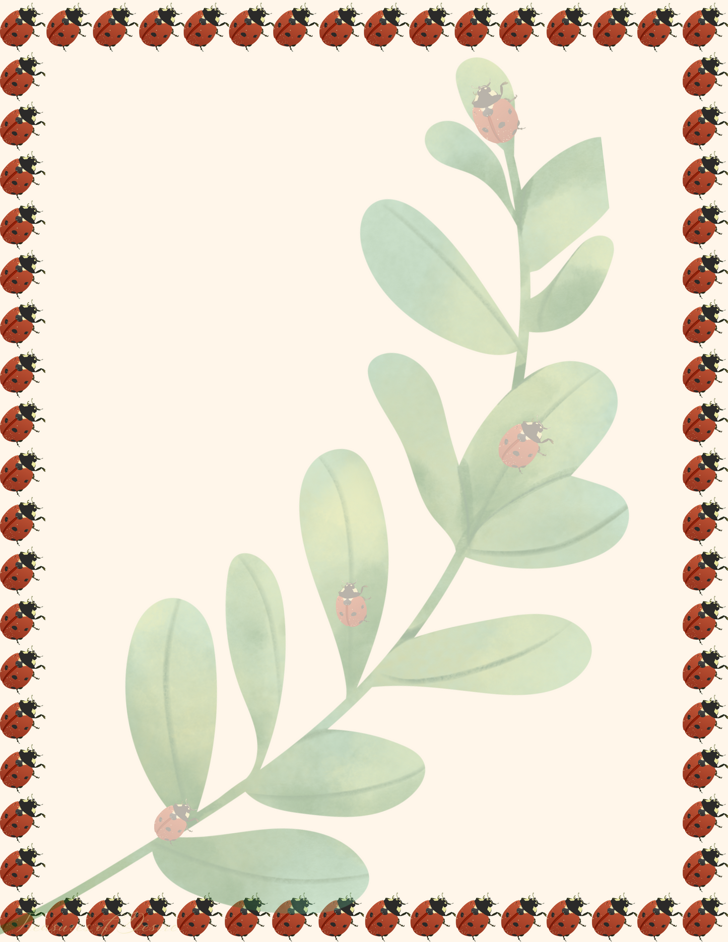 Lady bug Stationary Set Digital Download