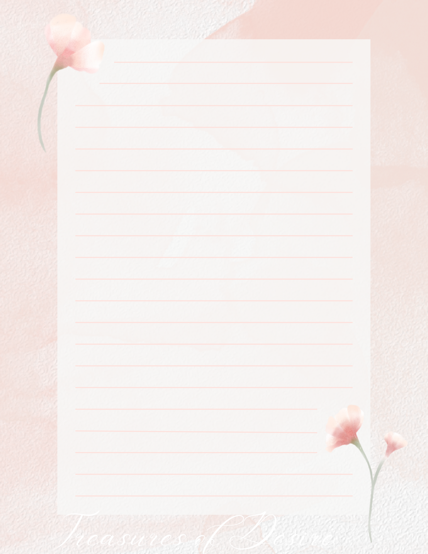 Pink Bordered Flower Stationary Set Digital Download