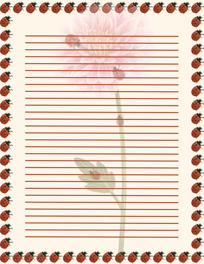 Lady bug Stationary Set Digital Download