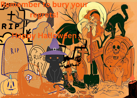 Bury Your Regrets! Greeting Card Halloween