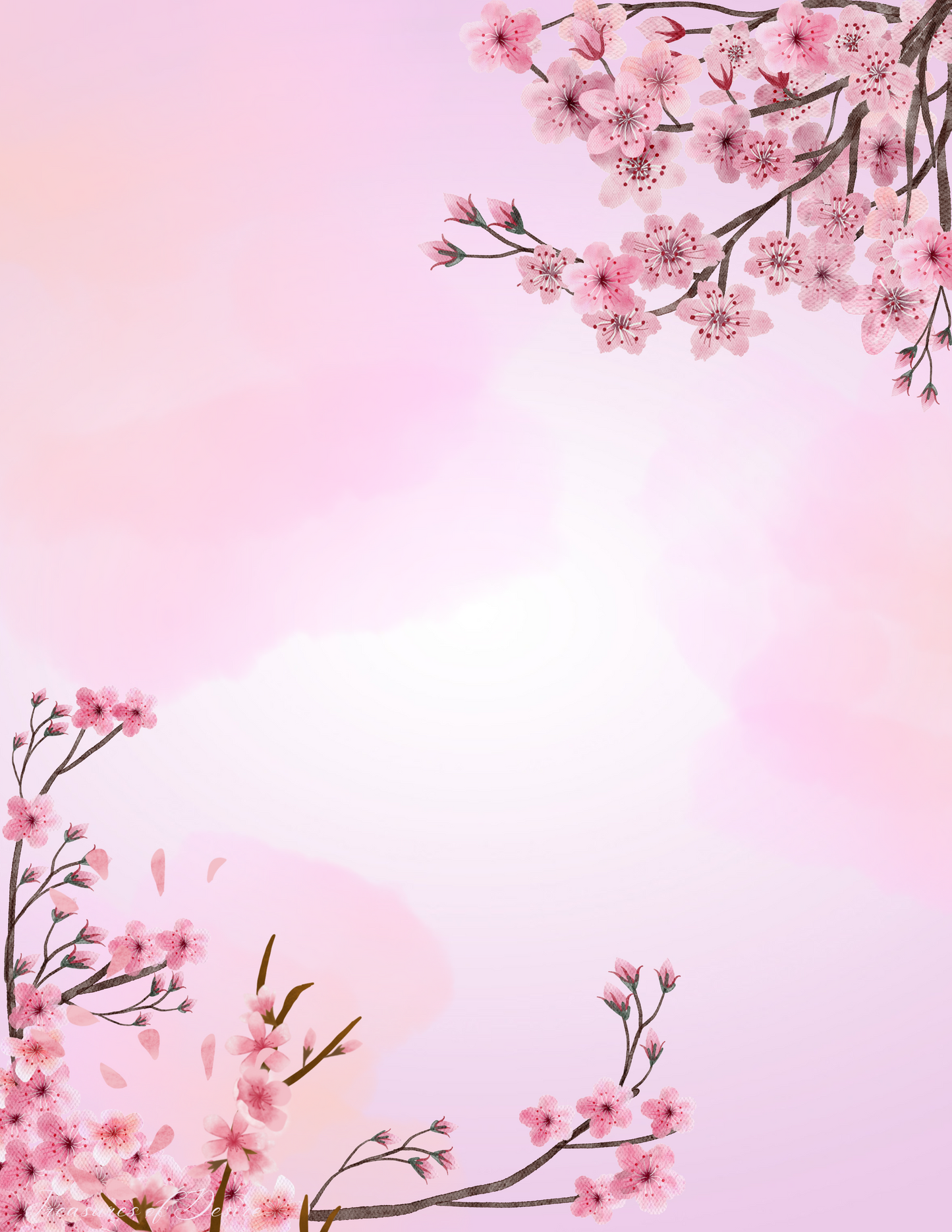 Cherry Blossom Stationary Set Digital Download