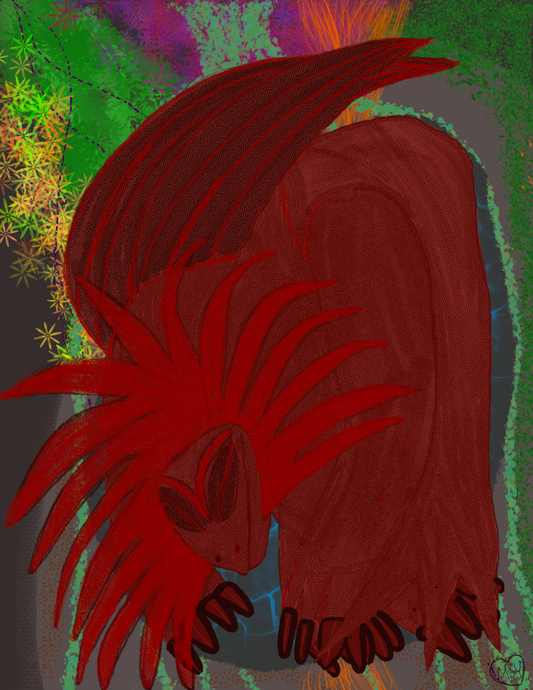 Crimson Mother Dragon | Enchanted Cave Art Print (8.5 × 11)