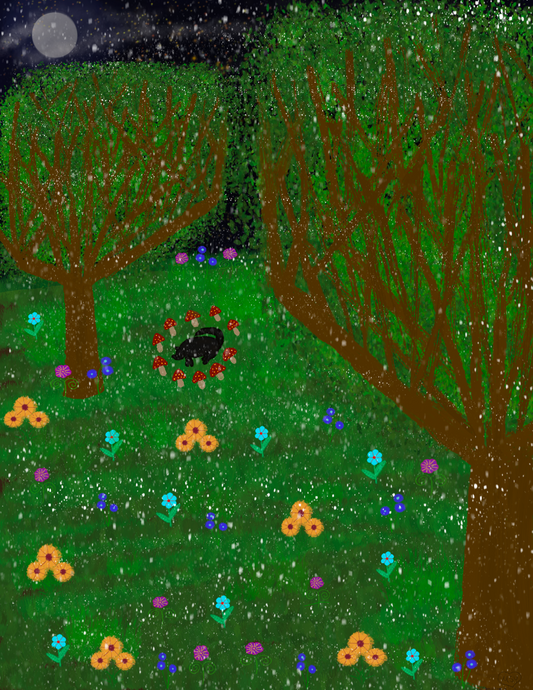 Moonlit Meadow Guardian | Enchanted Field Art Print