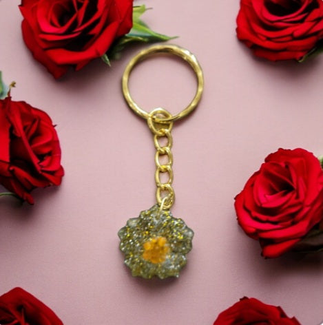 Glitter Flower Keychain