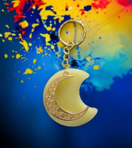 Glow in the Dark Crescent Moon Keychain