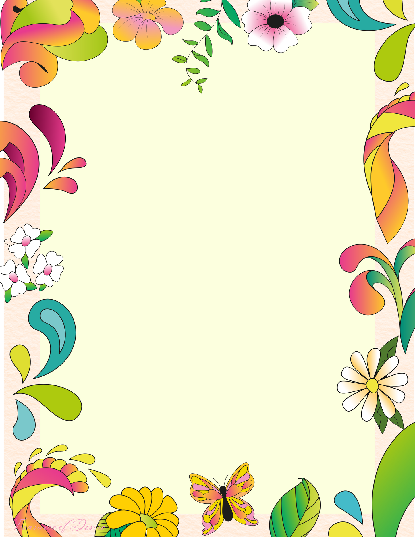 Splash of Flowers Stationary Set Digital Download