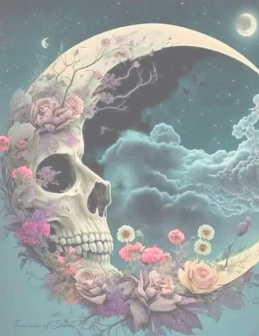 Crescent Moon Skull Stationary Set Digital Download