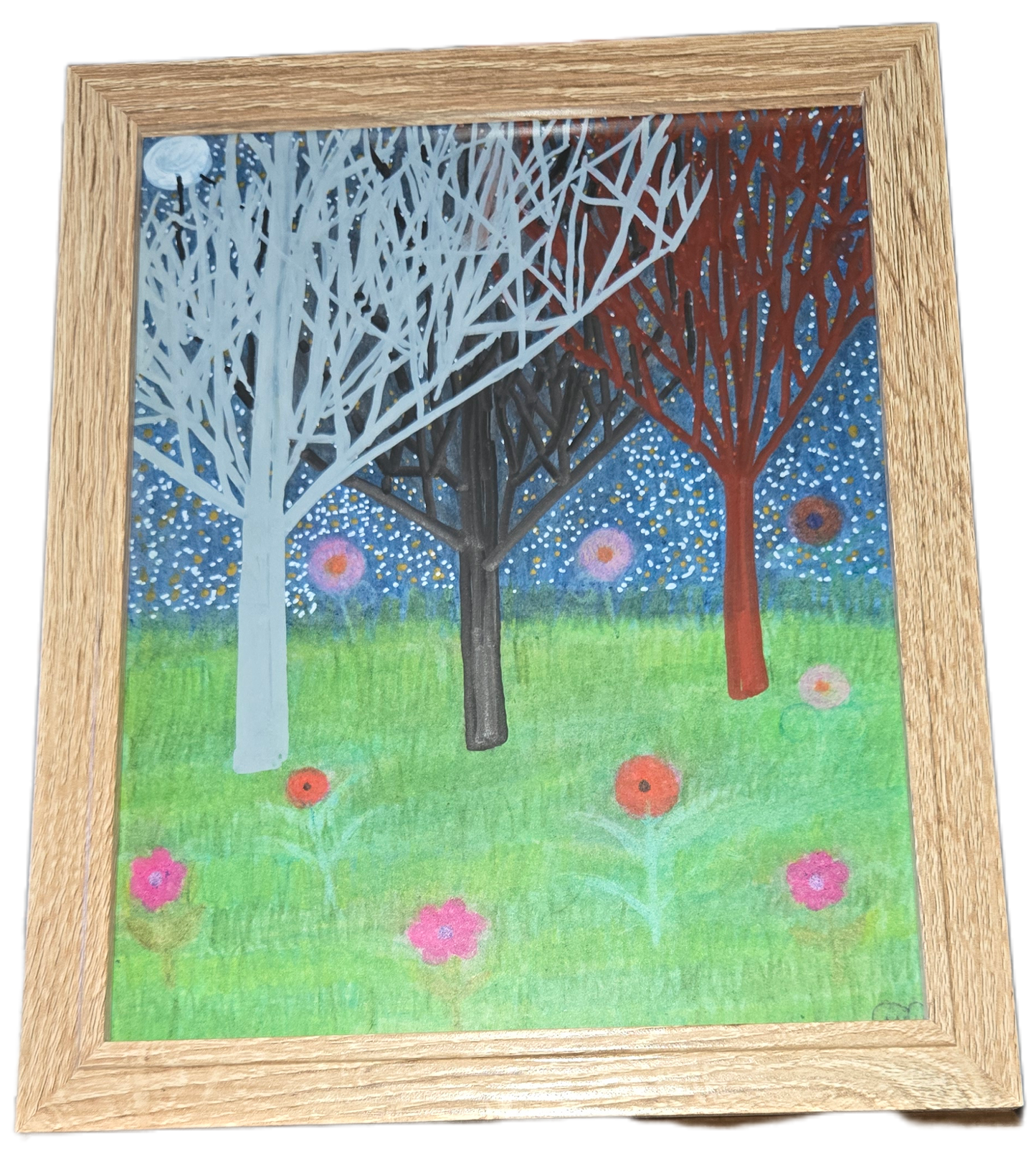 The Triptych of the Twilight Grove – Original Mixed Media Illumination