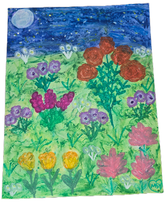 Midnight in the Secret Meadow – Original Oil Pastel