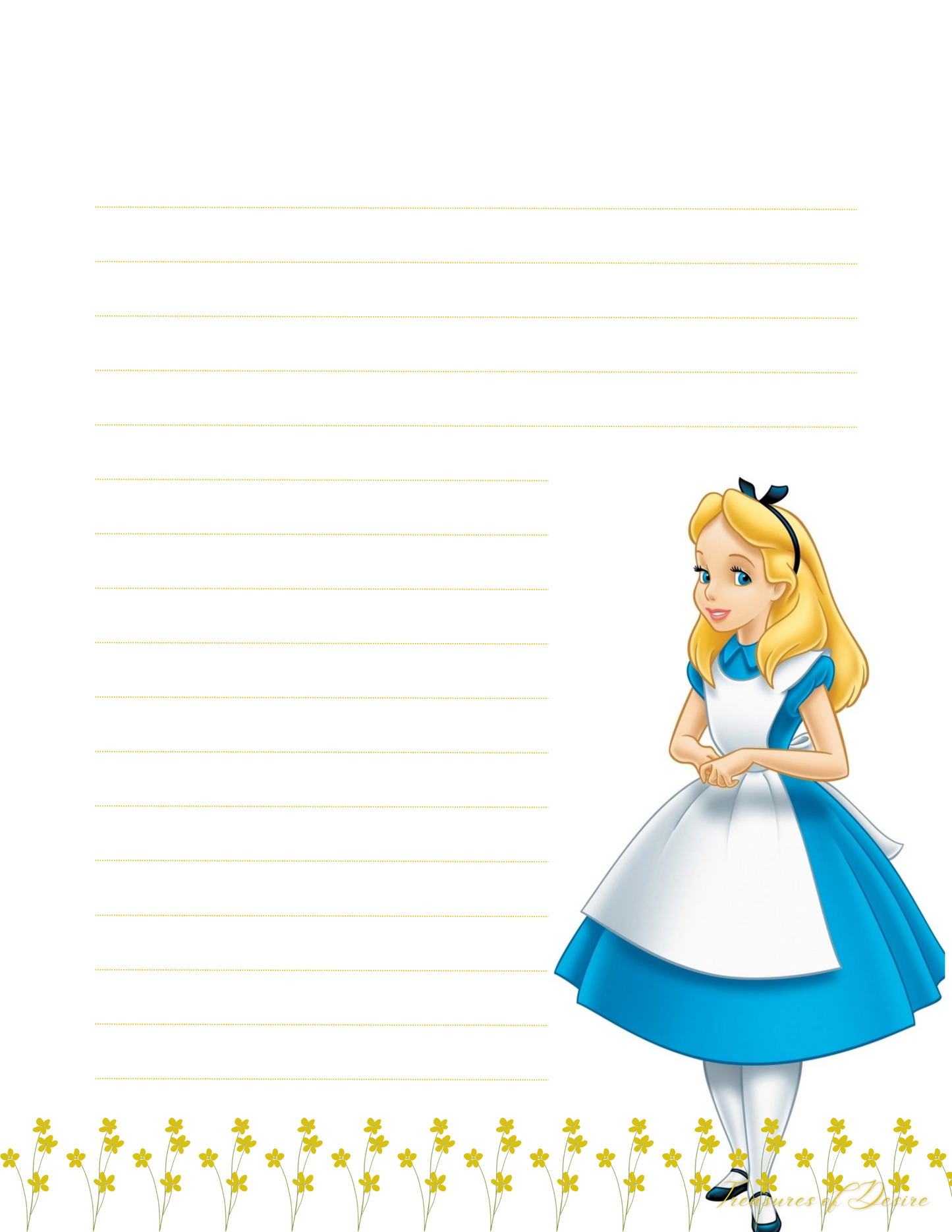 Alice in Wonderland Stationary Set Digital Download