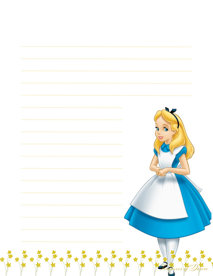 Alice in Wonderland Stationary Set Digital Download