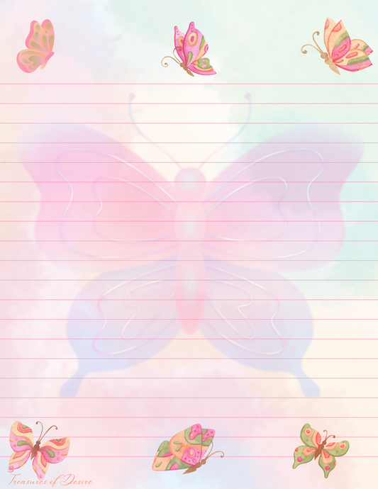 Watercolor Butterfly Stationary Set Digital Download