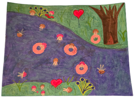 Mycellium Creatures: Blue River Leisure: Games, Swims, and Slumber (Original Magical Art)