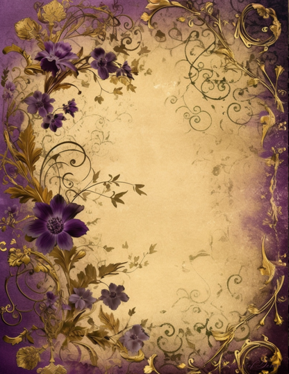 Frame Of Flowers Vintage Stationary Set Digital Download