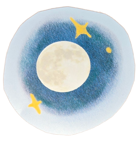 Celestial Sentinel: The Moon and Stars Sticker