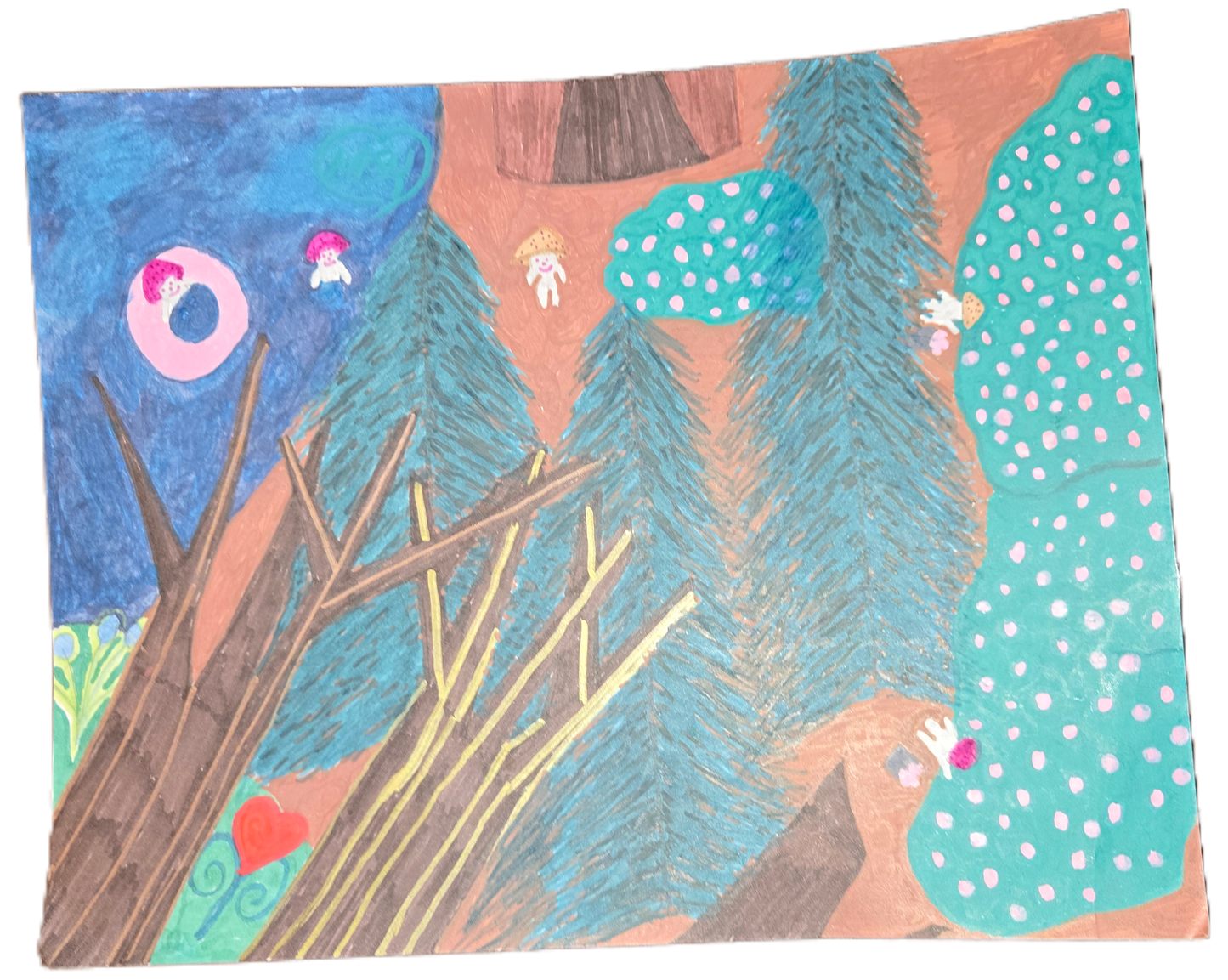 Mycellium Creatures: Berry Harvest and River Float (Original Enchanted Art)