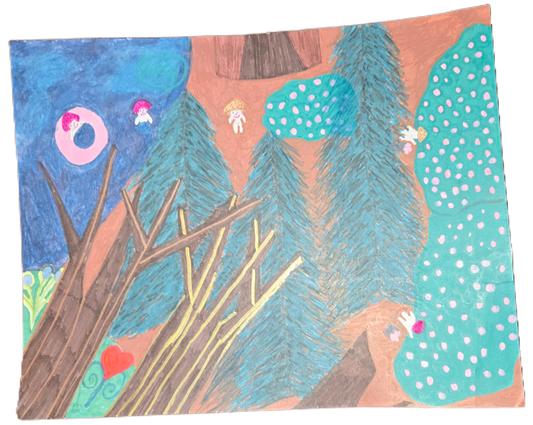 Mycellium Creatures: Berry Harvest and River Float (Original Enchanted Art)