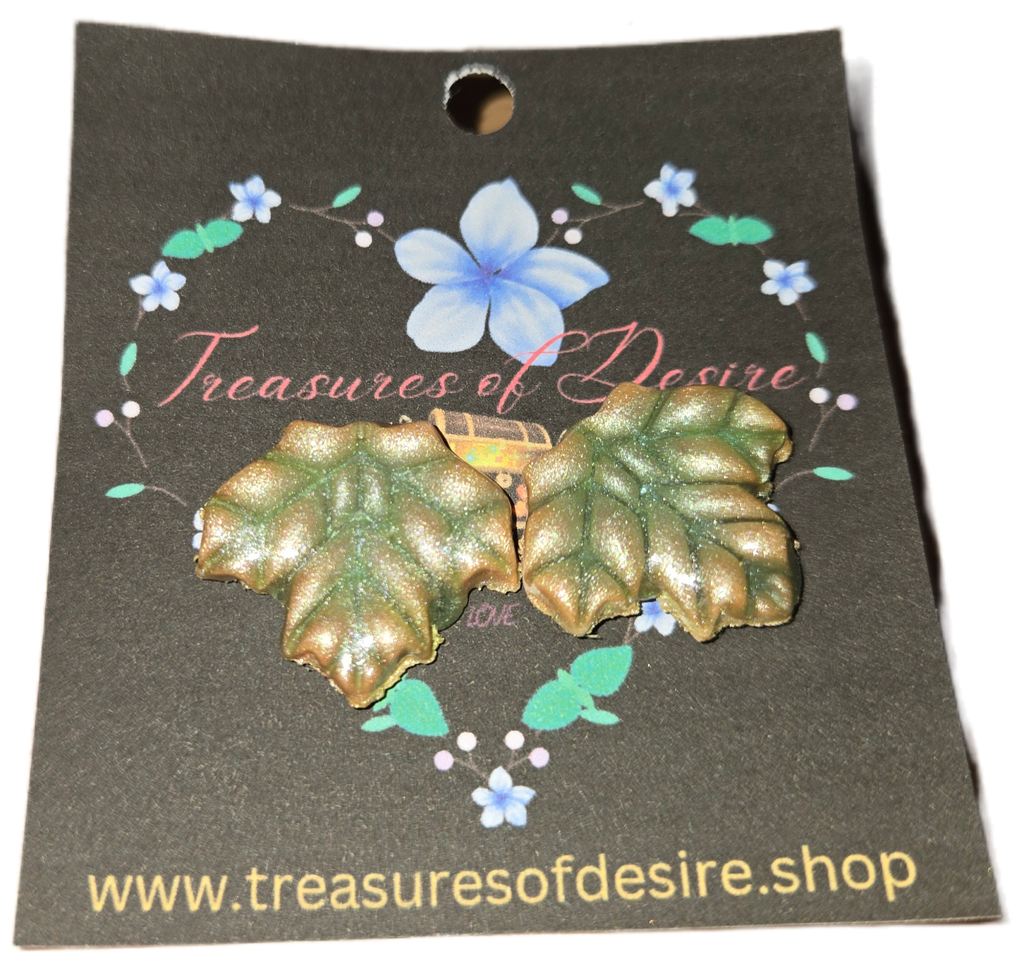 Five-Piece Enchanted Autumn Maple Leaf Stud Collection | Polymer Clay Bundle