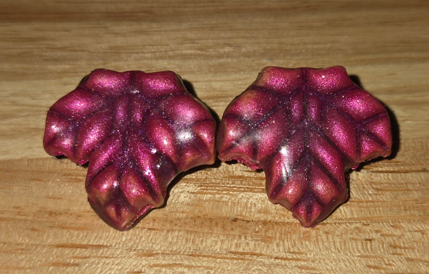 Enchanted Maple Whisper Earrings Plum & Magenta Polymer Clay Maple Leaf Studs