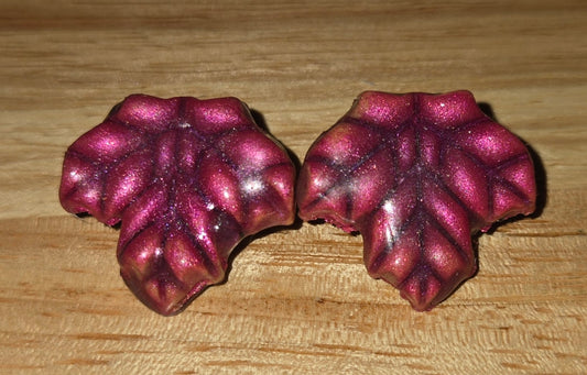 Enchanted Maple Whisper Earrings Plum & Magenta Polymer Clay Maple Leaf Studs