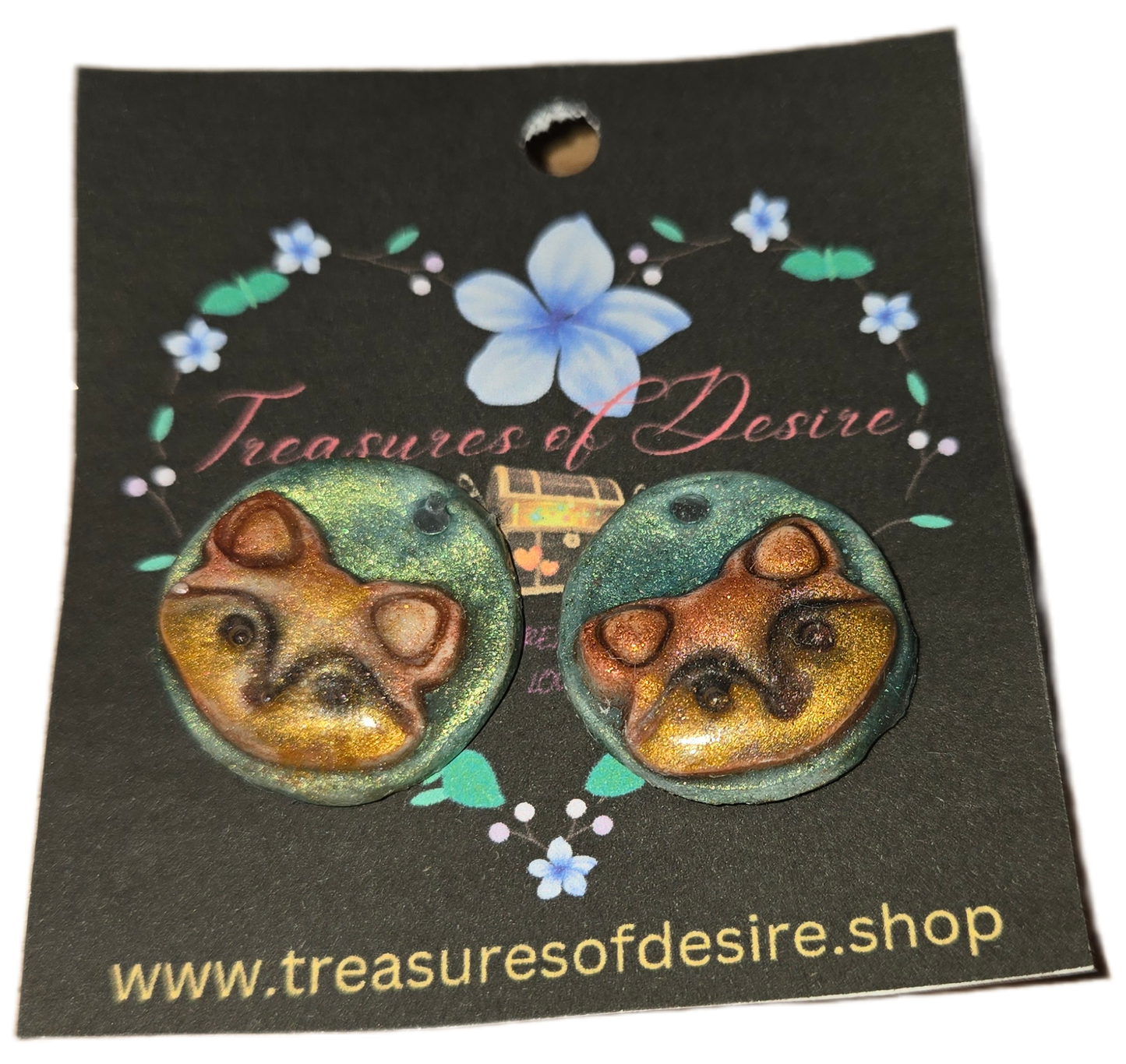 Teddy Bear Peaks Studs | Shimmering Polymear Clau Bear Earrings