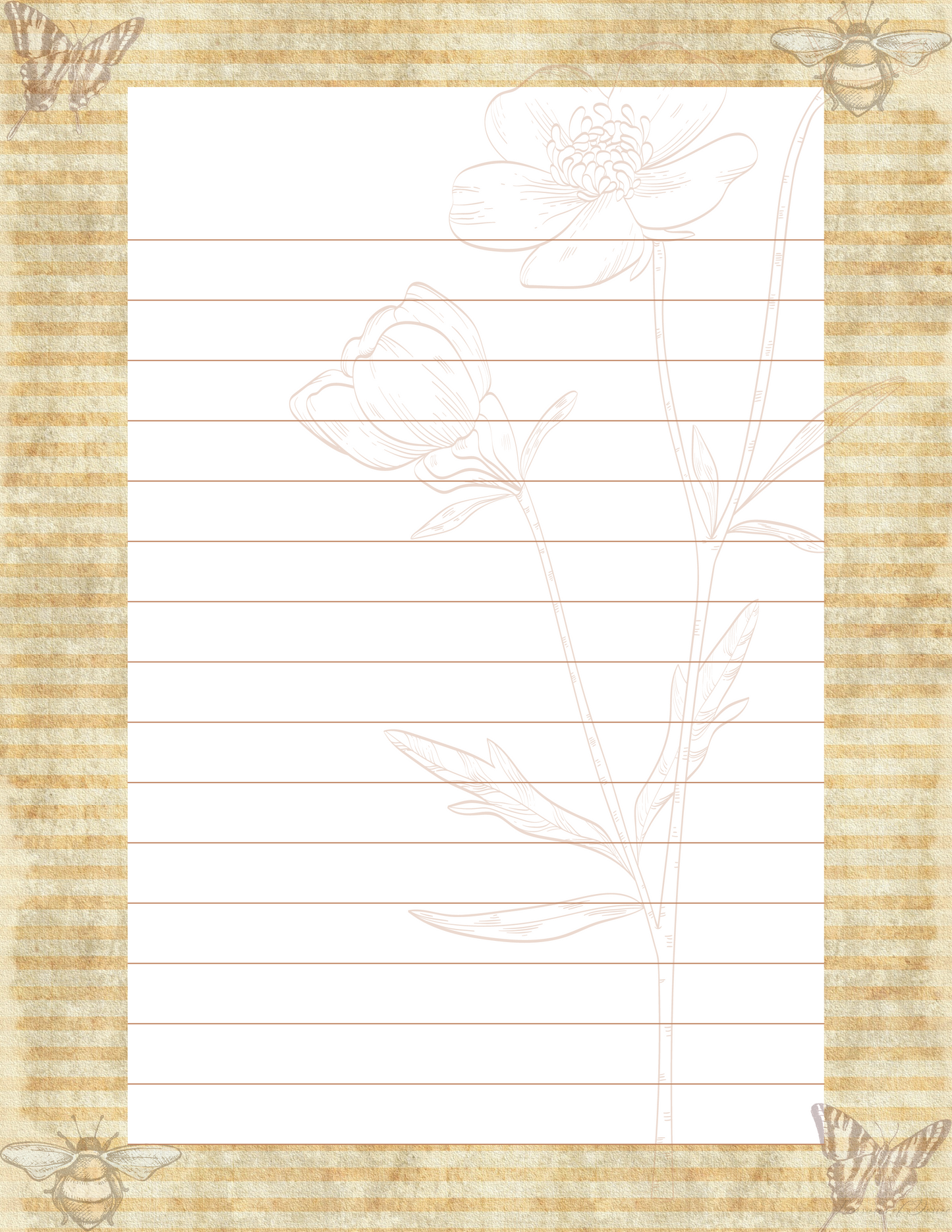 Pollinator Vintage Stationary Set Digital Download