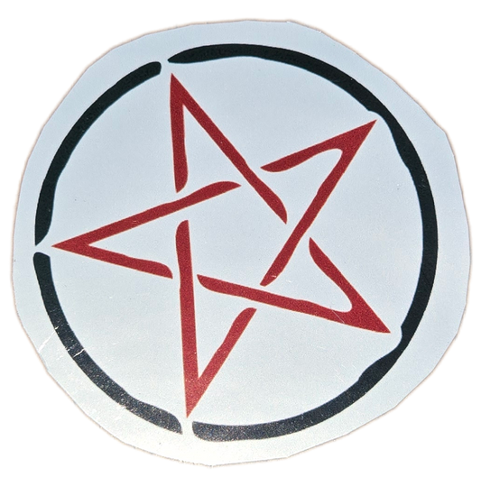 Crimson Seal: The Hand-Drawn Pentagram Sticker