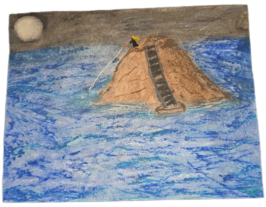 The Midnight Angler – An Original Narrative Oil Pastel