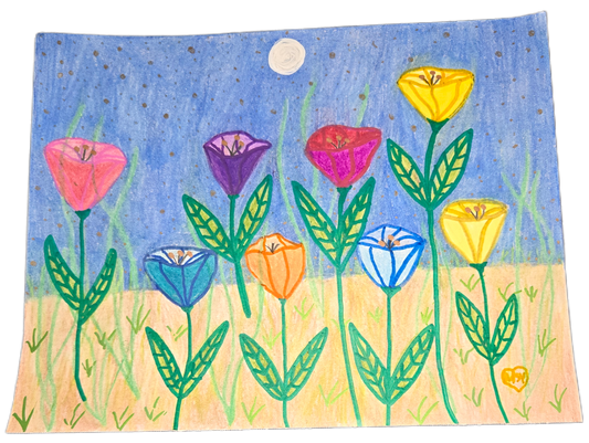 Lunar Flora – 8x10 Original Magical Artwork: The Confluence of Starlight and Bloom