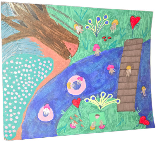 Mycellium Creatures: River Path and Picnic Island (Original Magical Art)