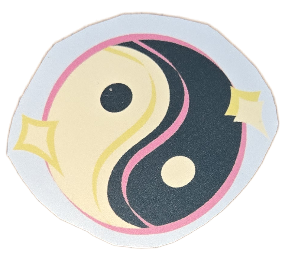 Equilibrium: The Pink & Charcoal Yin-Yang Sticker