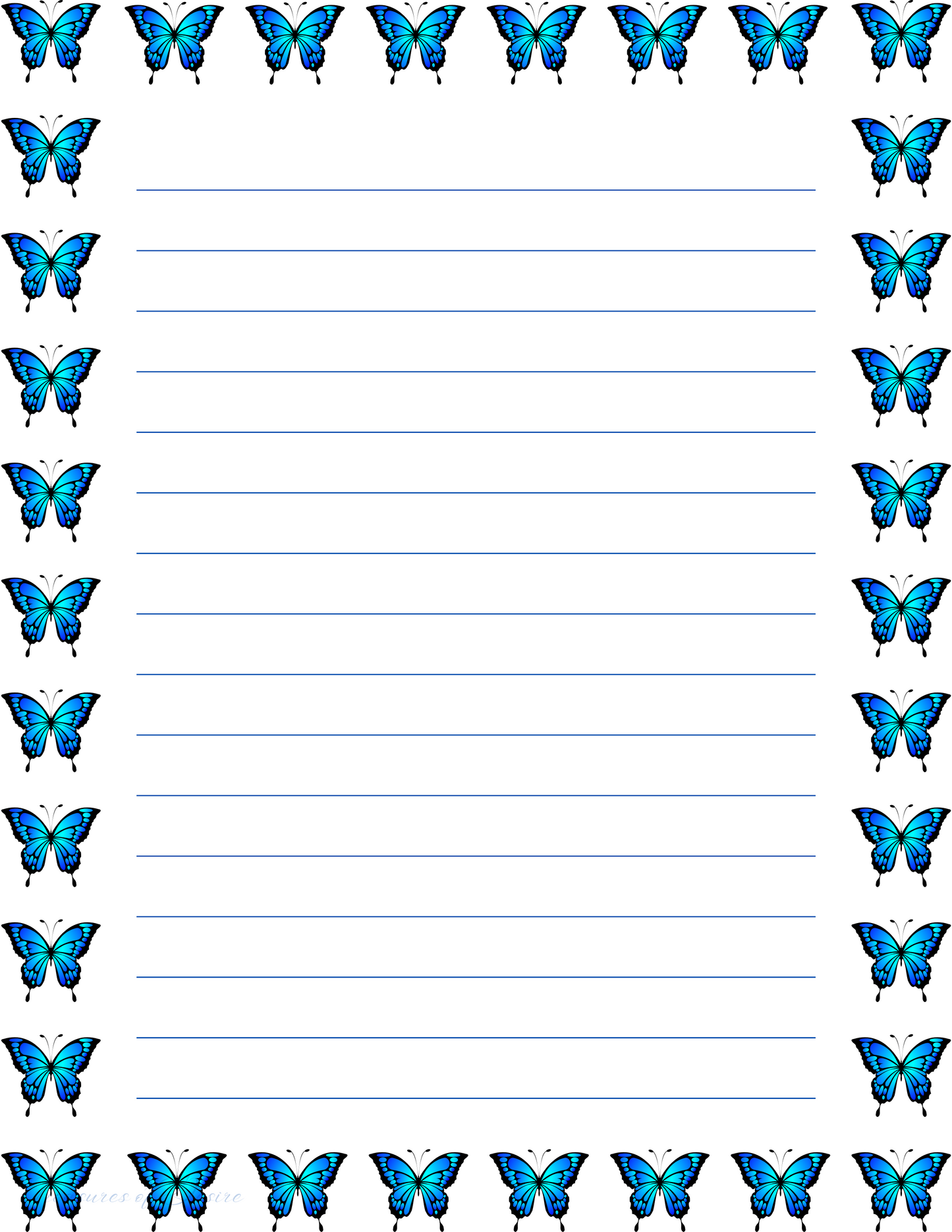 Blue Butterfly Stationary Set