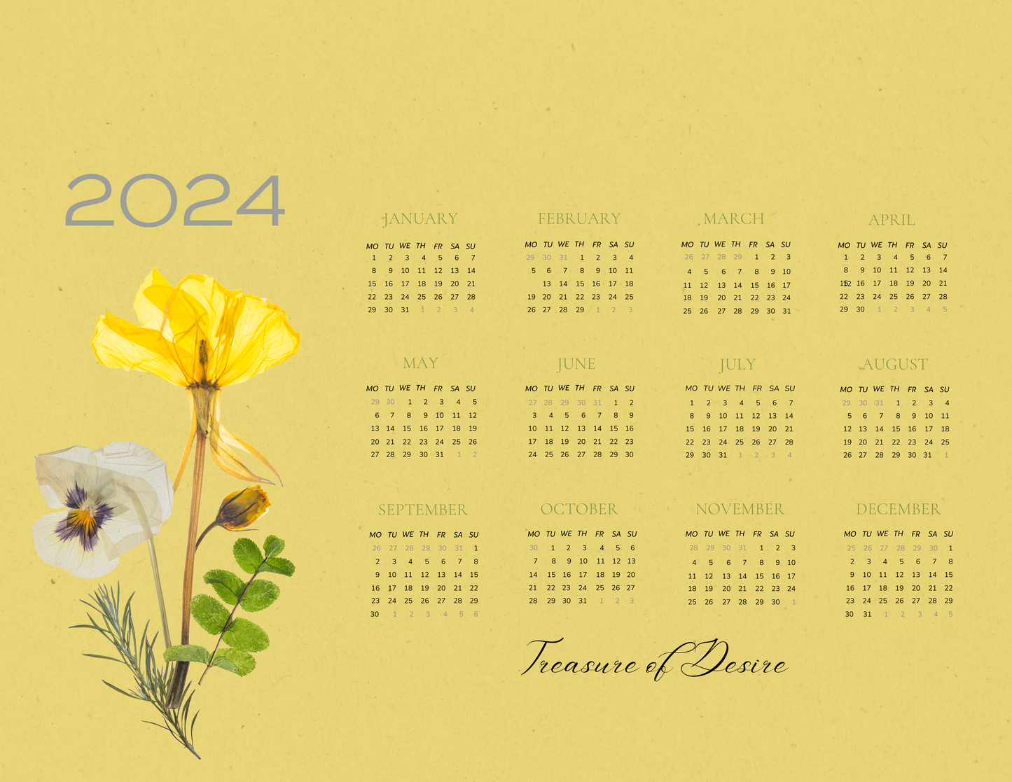 2024 Nature Calendar Digial Download