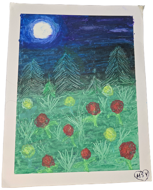 The Nocturnal Sanctuary — Original 8x10 Oil Pastel