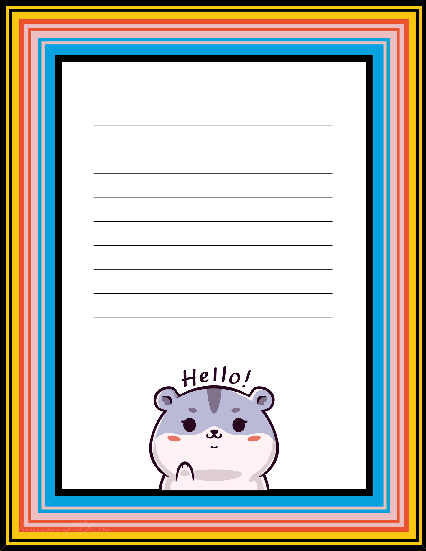 Hello Hamster Stationary Set Digital Download