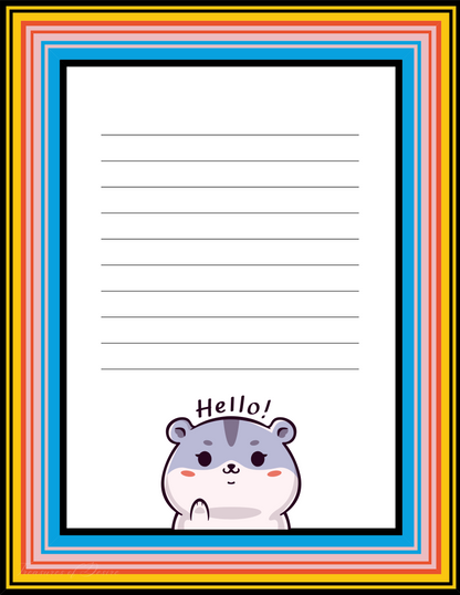 Hello Hamster Stationary Set Digital Download