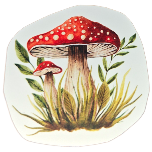 The Crimson Duo | Water-Resistant Vinyl Mushroom Sticker