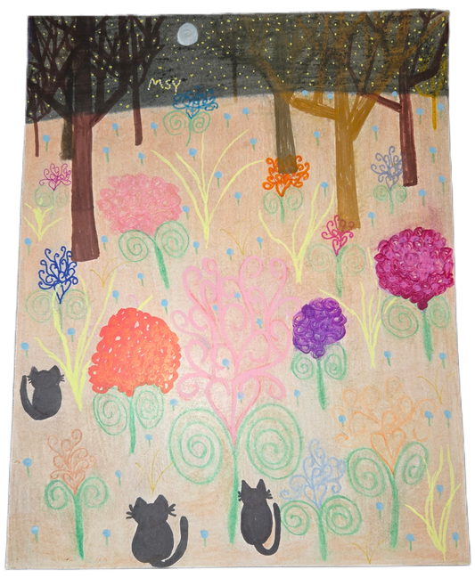 The Silent Watch: An Enchanted Garden at Night